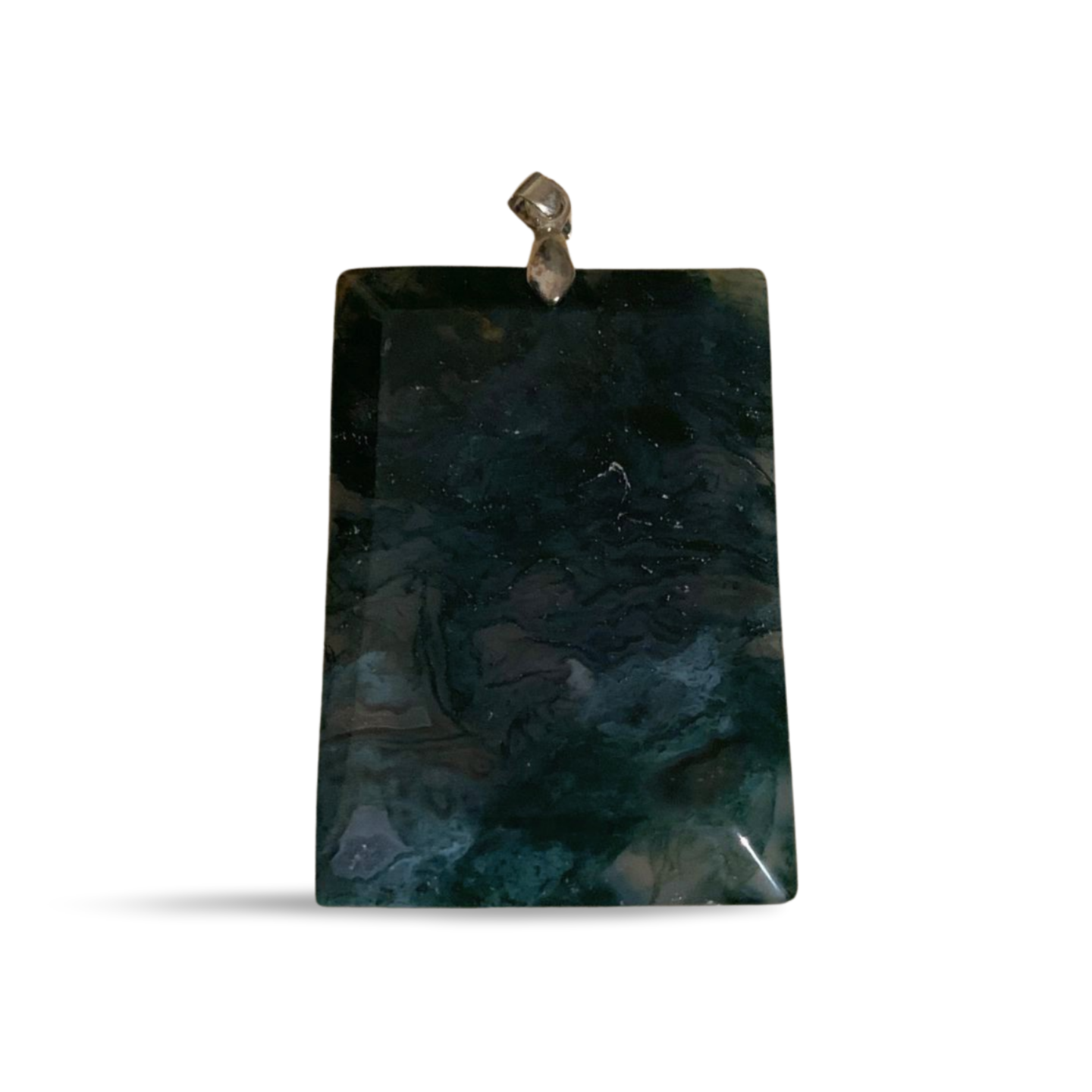 MOSS AGATE RECTANGULAR PENDANT