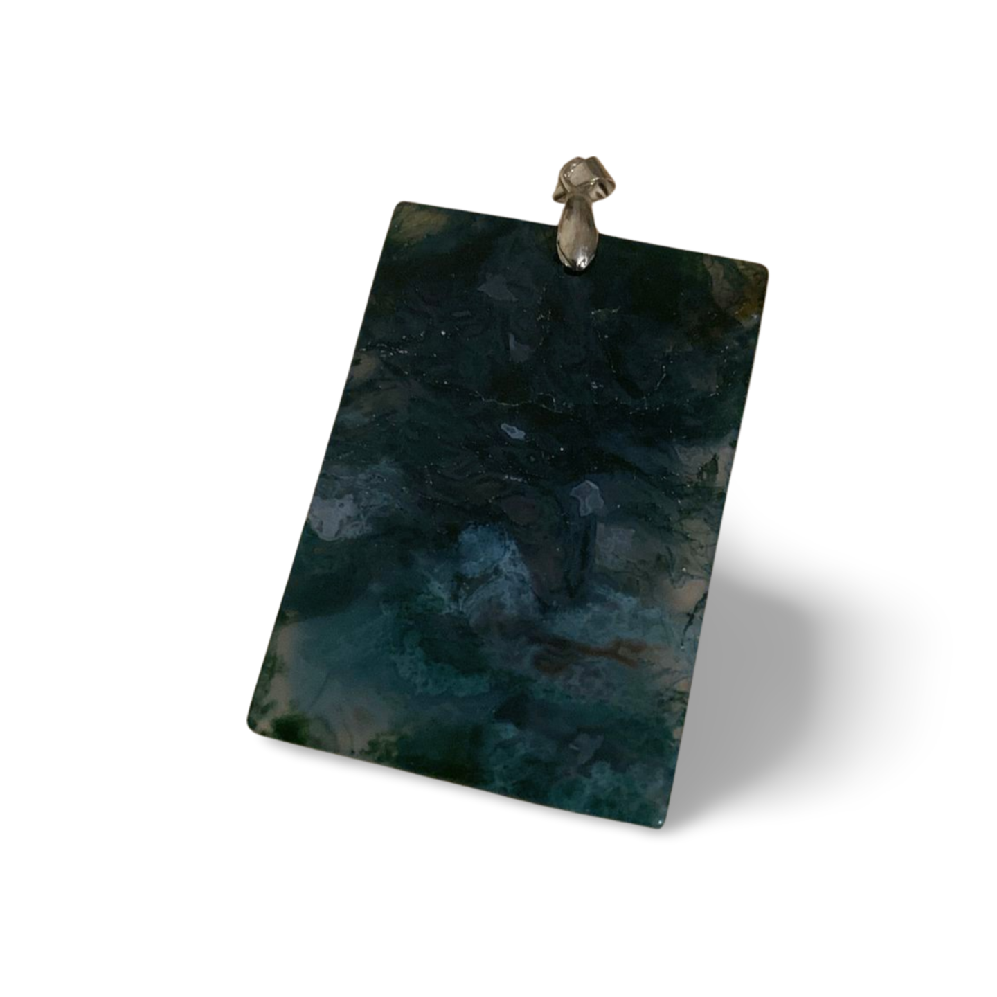 MOSS AGATE RECTANGULAR PENDANT