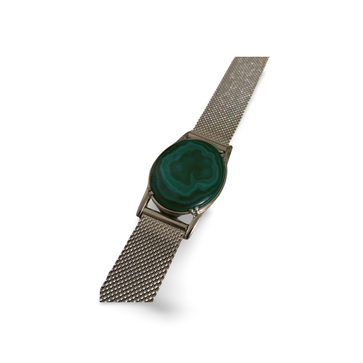 MALACHITE OVAL STAINLESS STEEL WATCH BRACELET