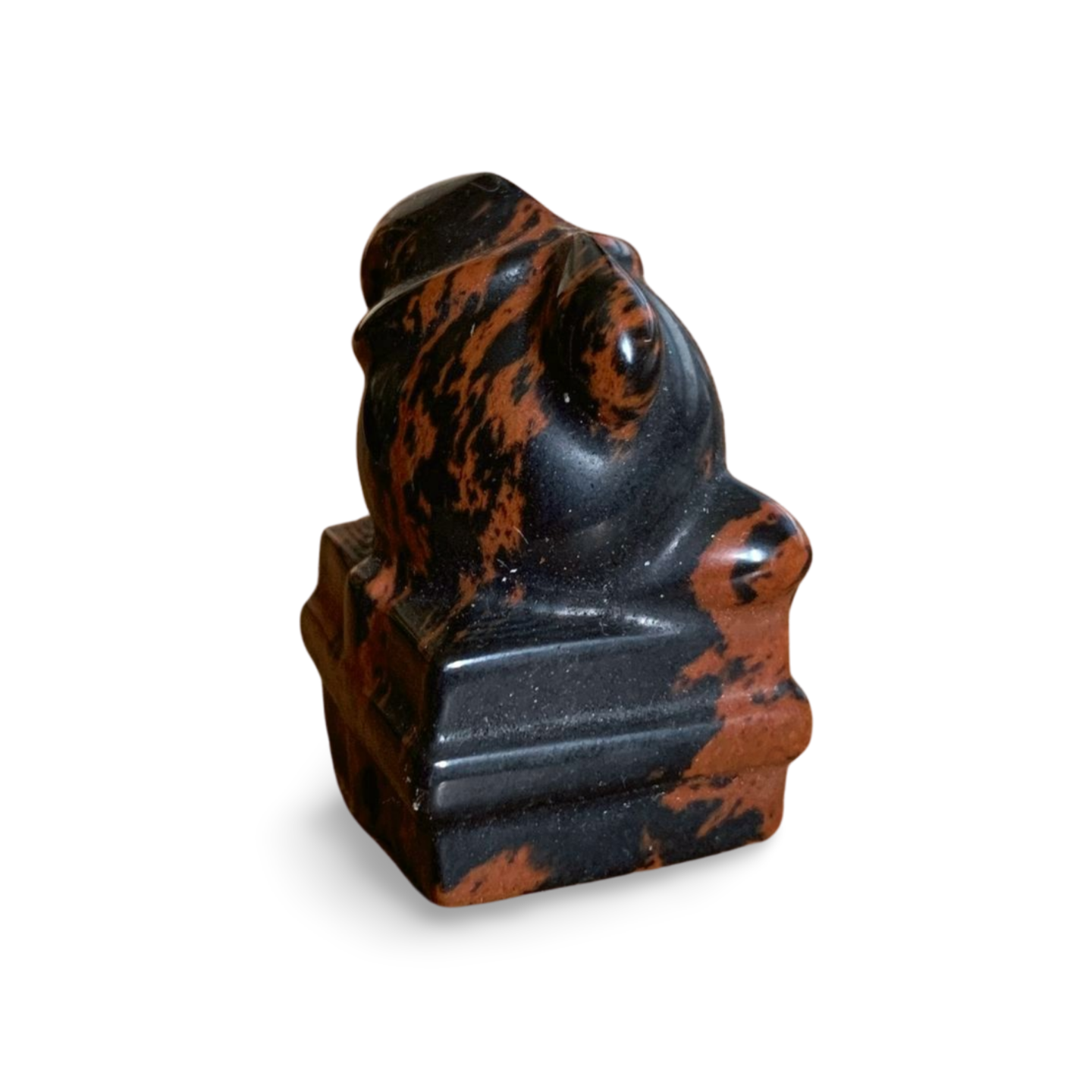 MAHOGANY OBSIDIAN FESTIVE GIFT BEAR on PRESENT CARVING