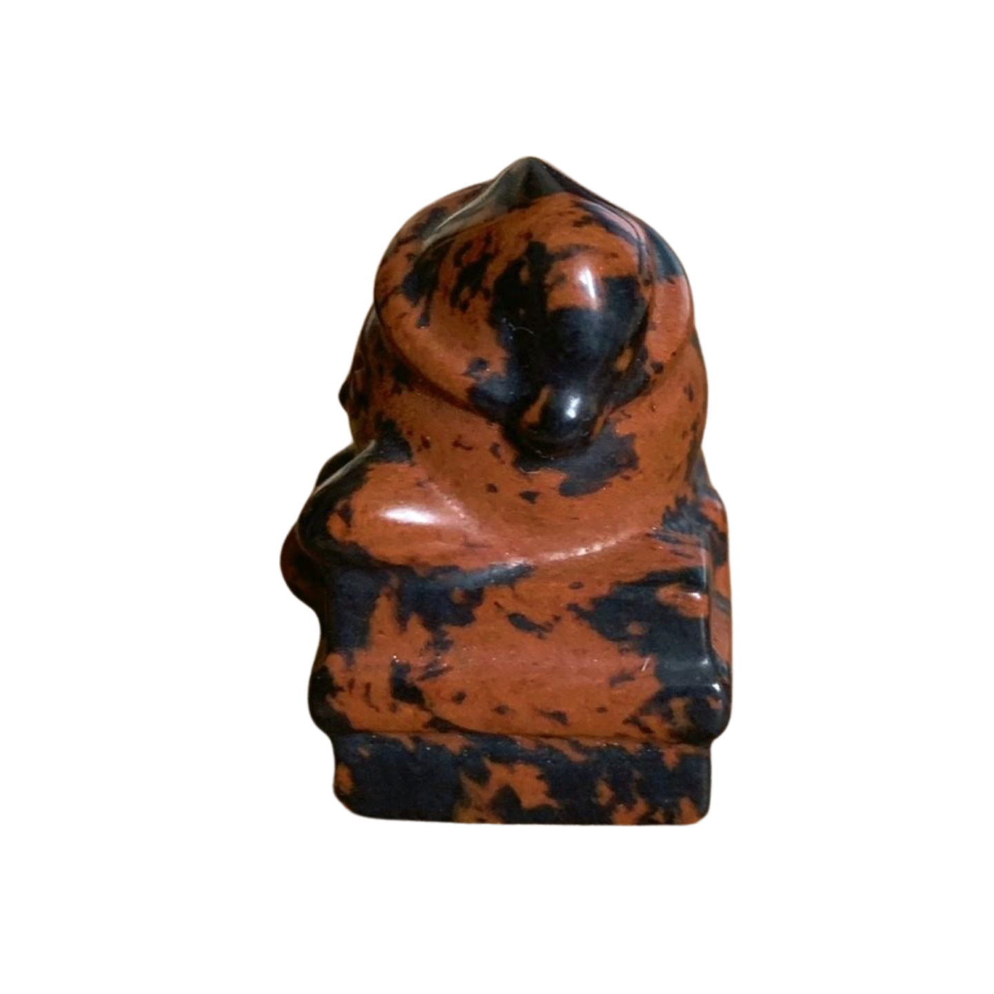 MAHOGANY OBSIDIAN FESTIVE GIFT BEAR on PRESENT CARVING