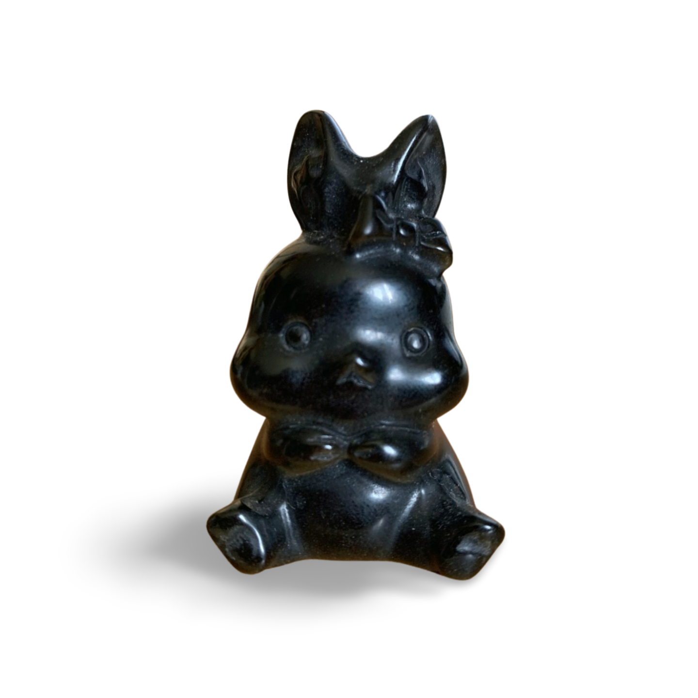 GOLD SHEEN OBSIDIAN BUNNY RABBIT CARVING