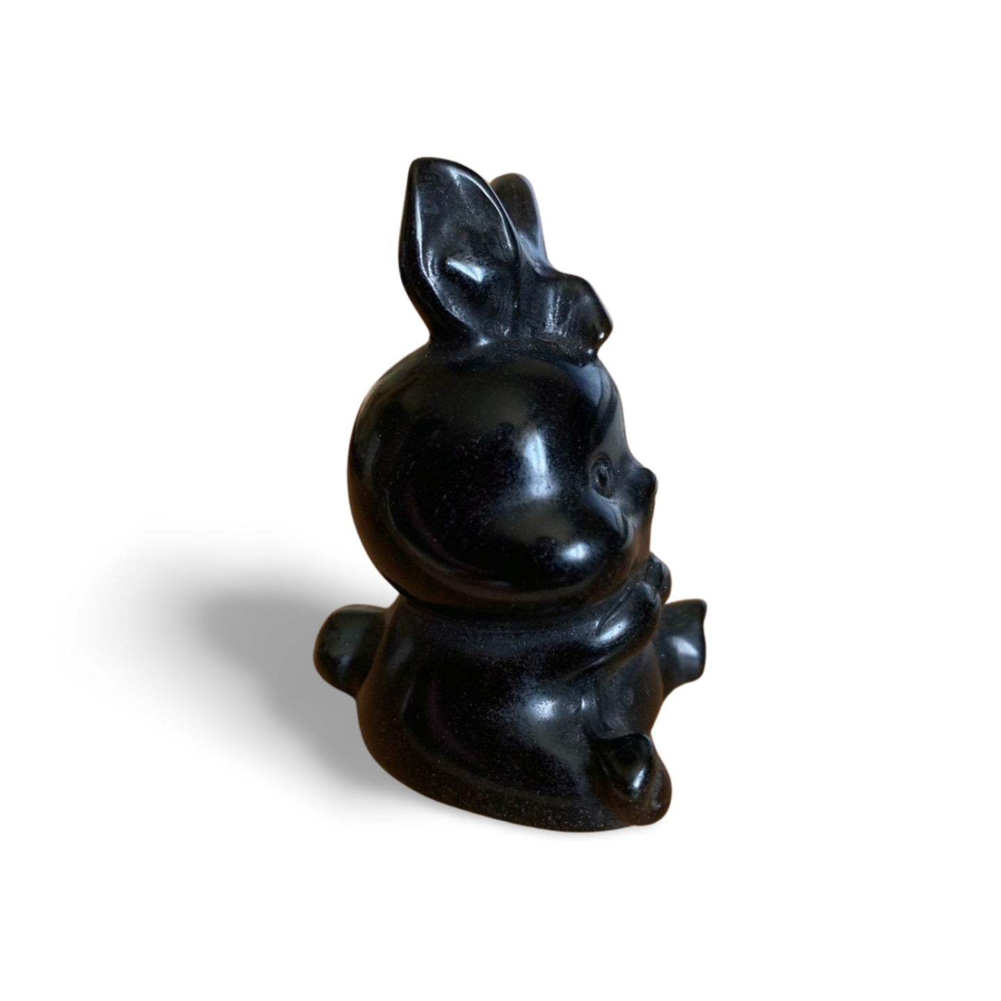 GOLD SHEEN OBSIDIAN BUNNY RABBIT CARVING