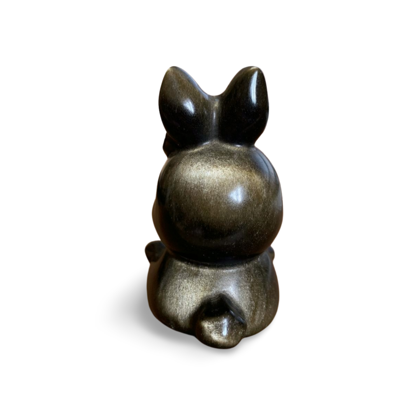 GOLD SHEEN OBSIDIAN BUNNY RABBIT CARVING