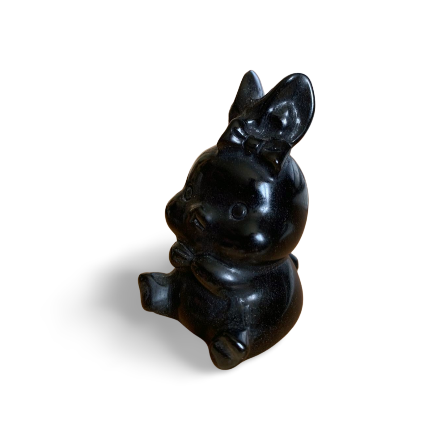 GOLD SHEEN OBSIDIAN BUNNY RABBIT CARVING