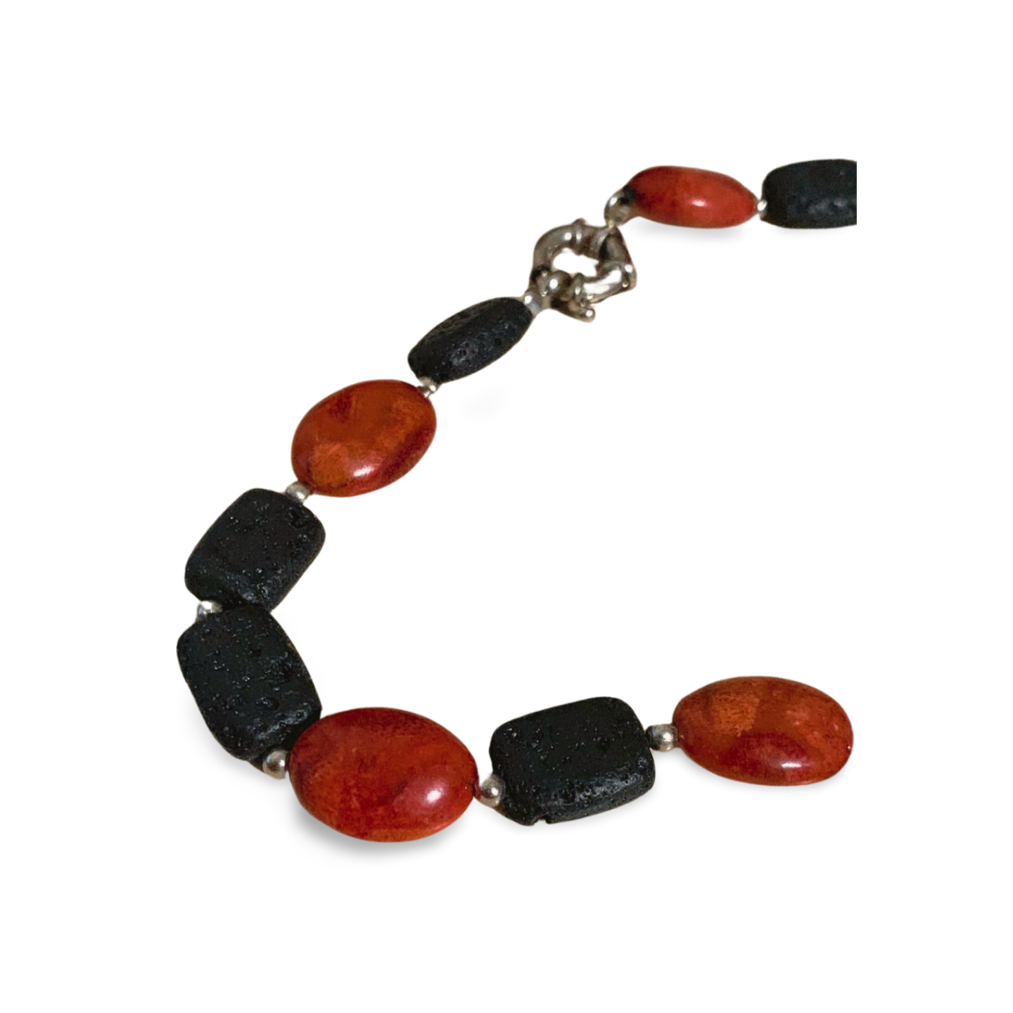 RED CORAL & LAVA ROCK NECKLACE