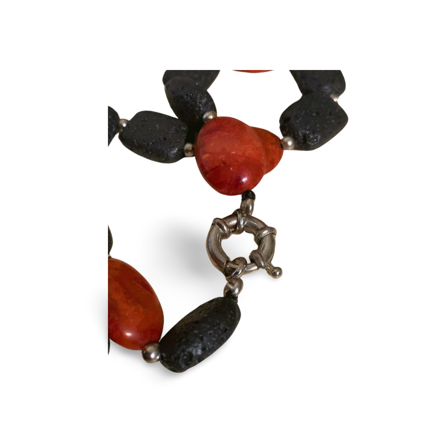 RED CORAL & LAVA ROCK NECKLACE