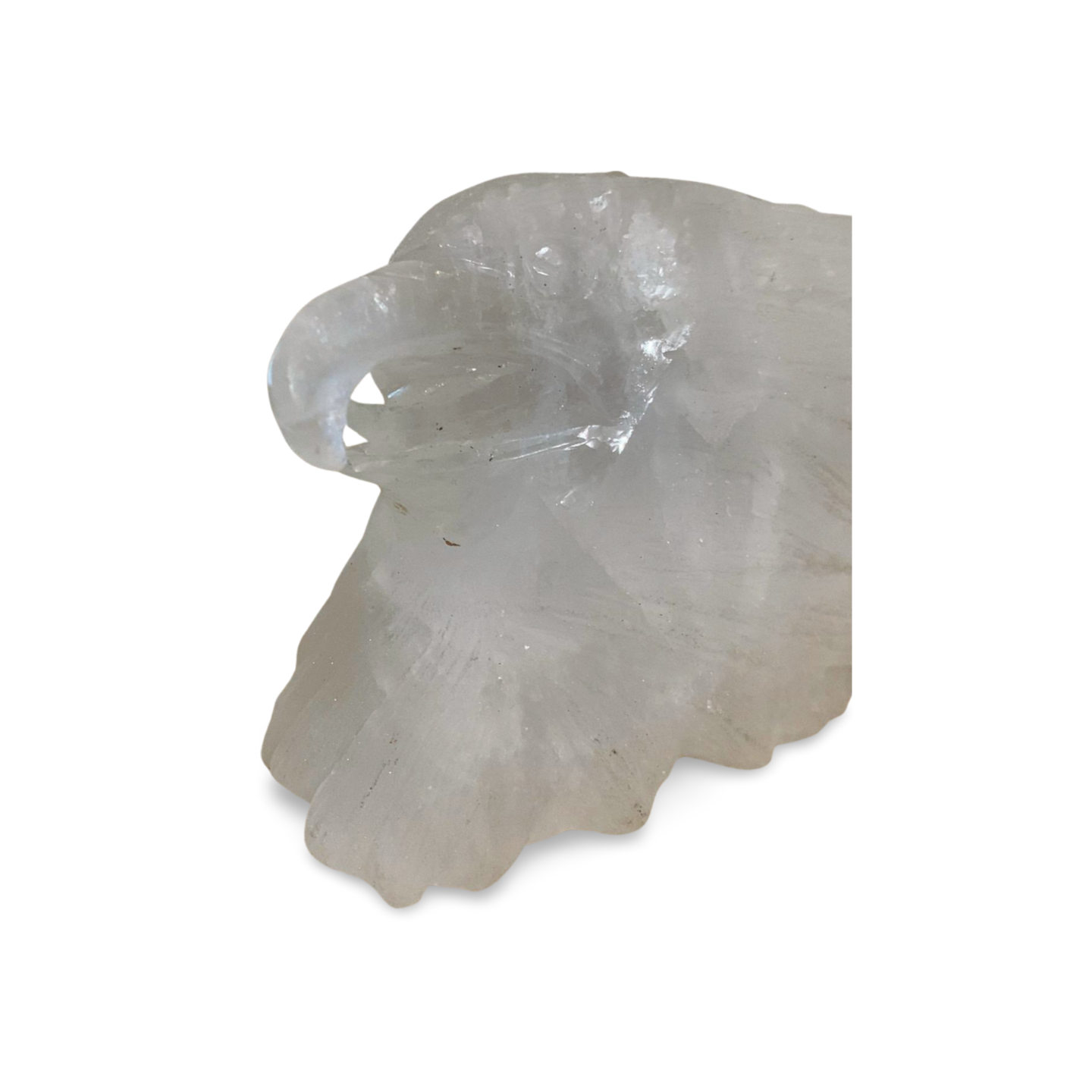 HAND CARVED GARDEN QUARTZ  CRYSTAL STATEMENT EAGLE HEAD