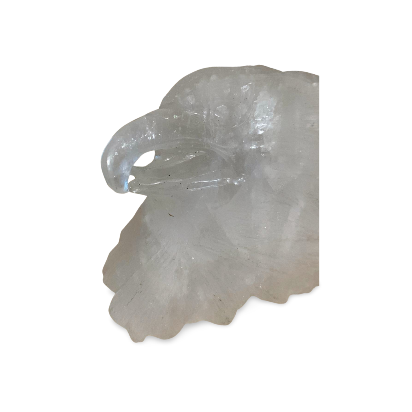 HAND CARVED GARDEN QUARTZ  CRYSTAL STATEMENT EAGLE HEAD