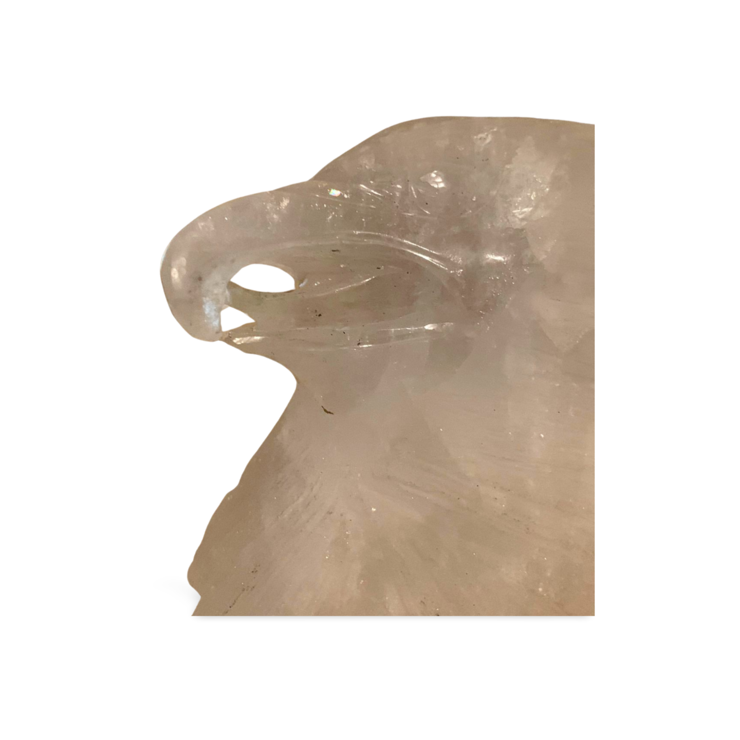 HAND CARVED GARDEN QUARTZ  CRYSTAL STATEMENT EAGLE HEAD