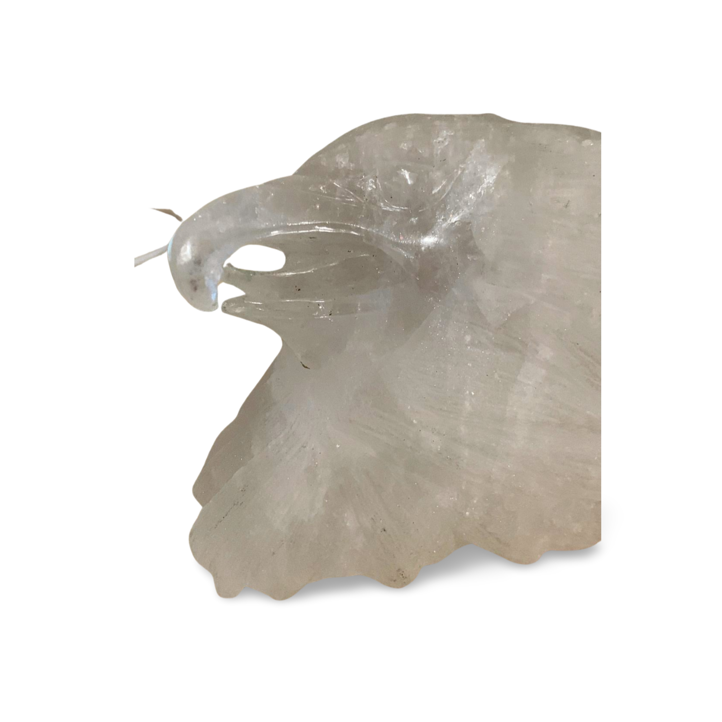 HAND CARVED GARDEN QUARTZ  CRYSTAL STATEMENT EAGLE HEAD