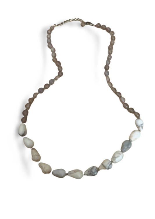 HOWLITE & CHALCEDONY SILVER NECKLACE