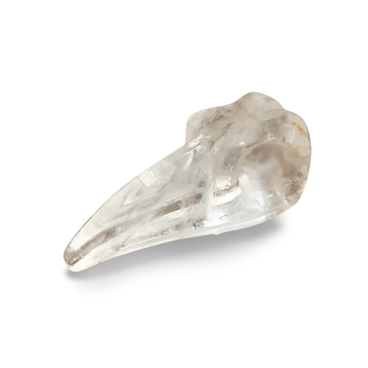 HIGH GRADE CLEAR QUARTZ BIRD SKULL CARVING