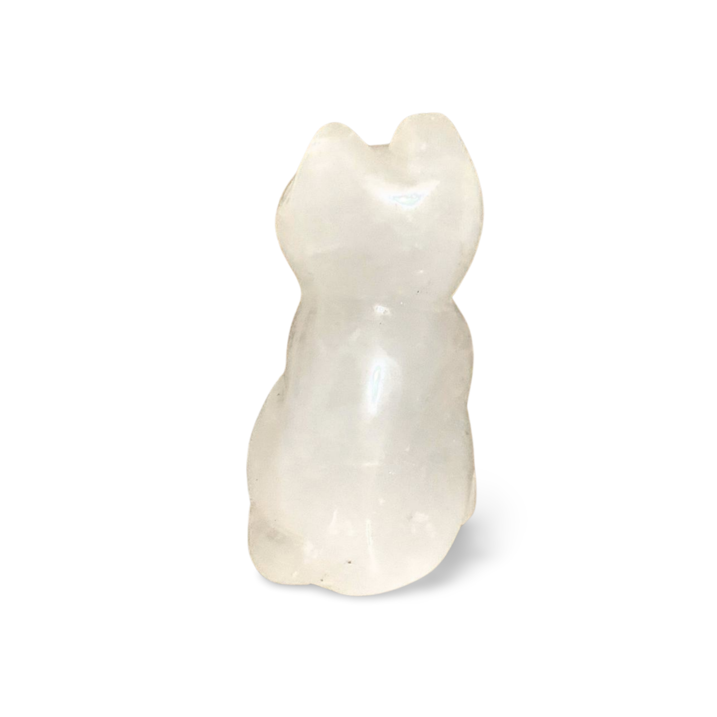 CLEAR QUARTZ HANDCRAFTED CAT CARVING