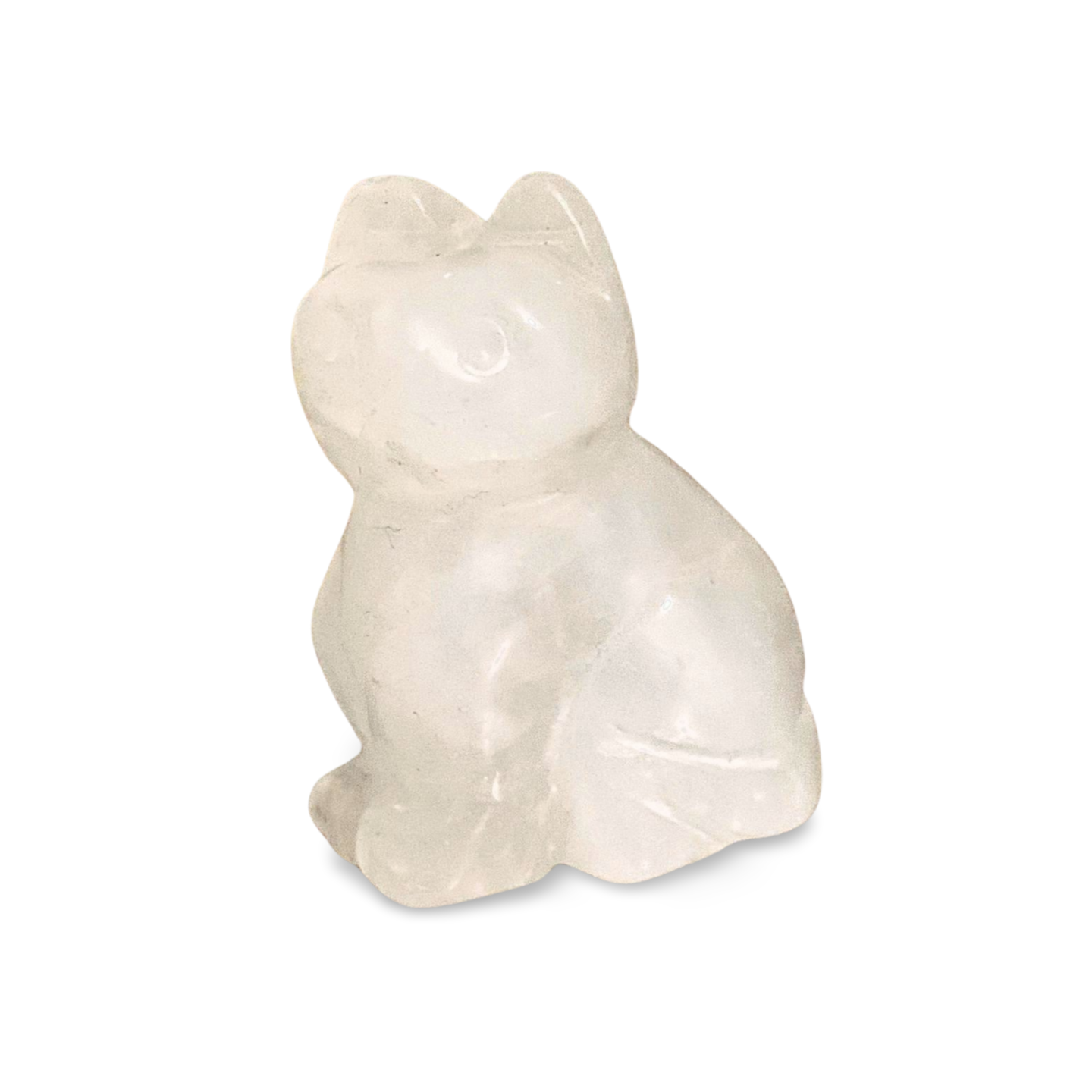 CLEAR QUARTZ HANDCRAFTED CAT CARVING