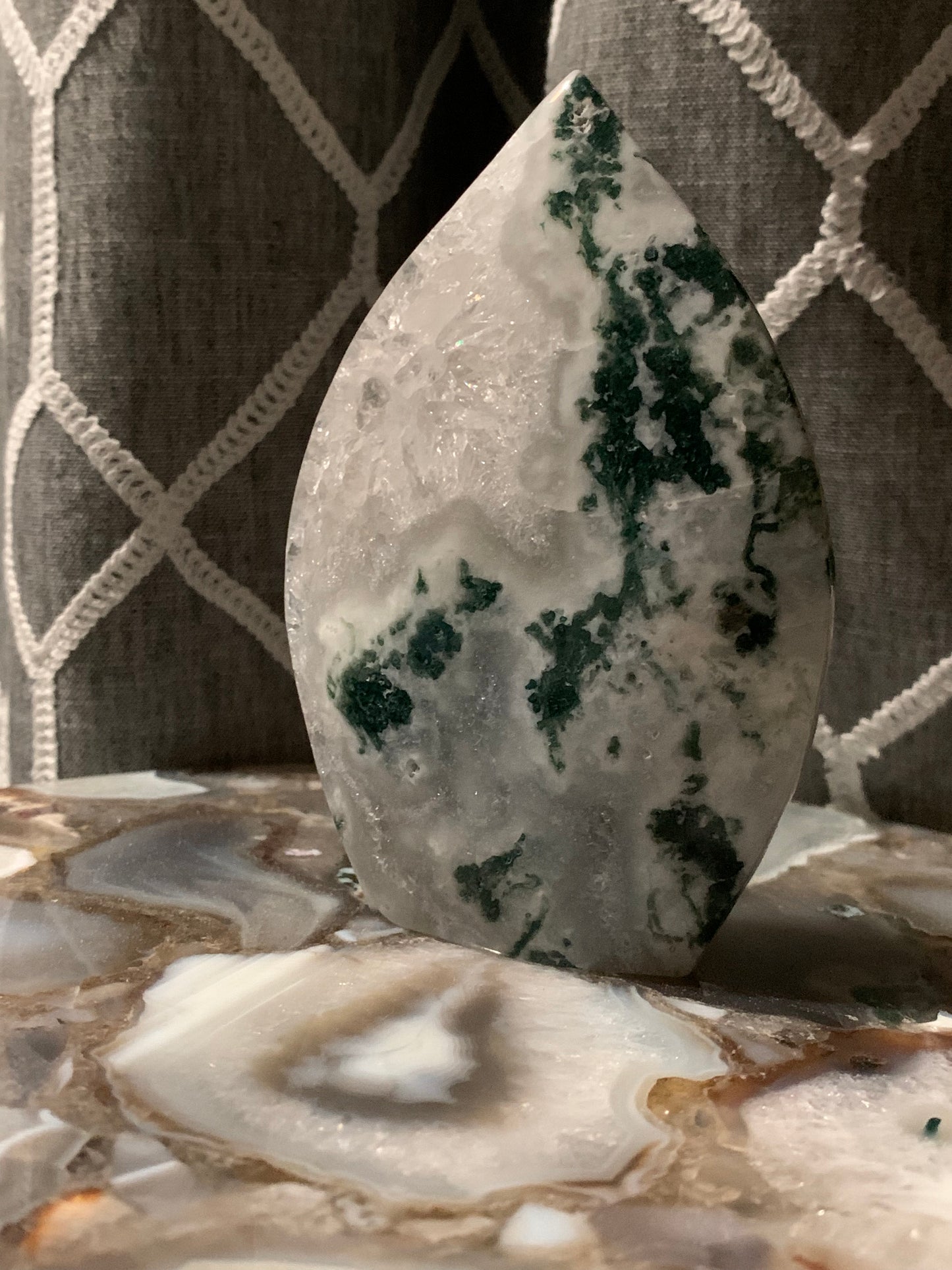 MOSS AGATE DRUZY TEARDROP FREEFORM