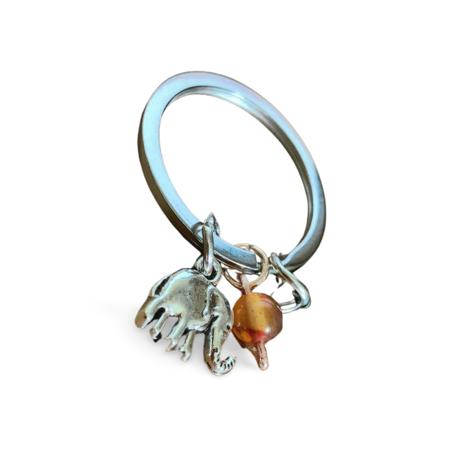 TIGER AGATE ELEPHANT STRENGTH KEYRING