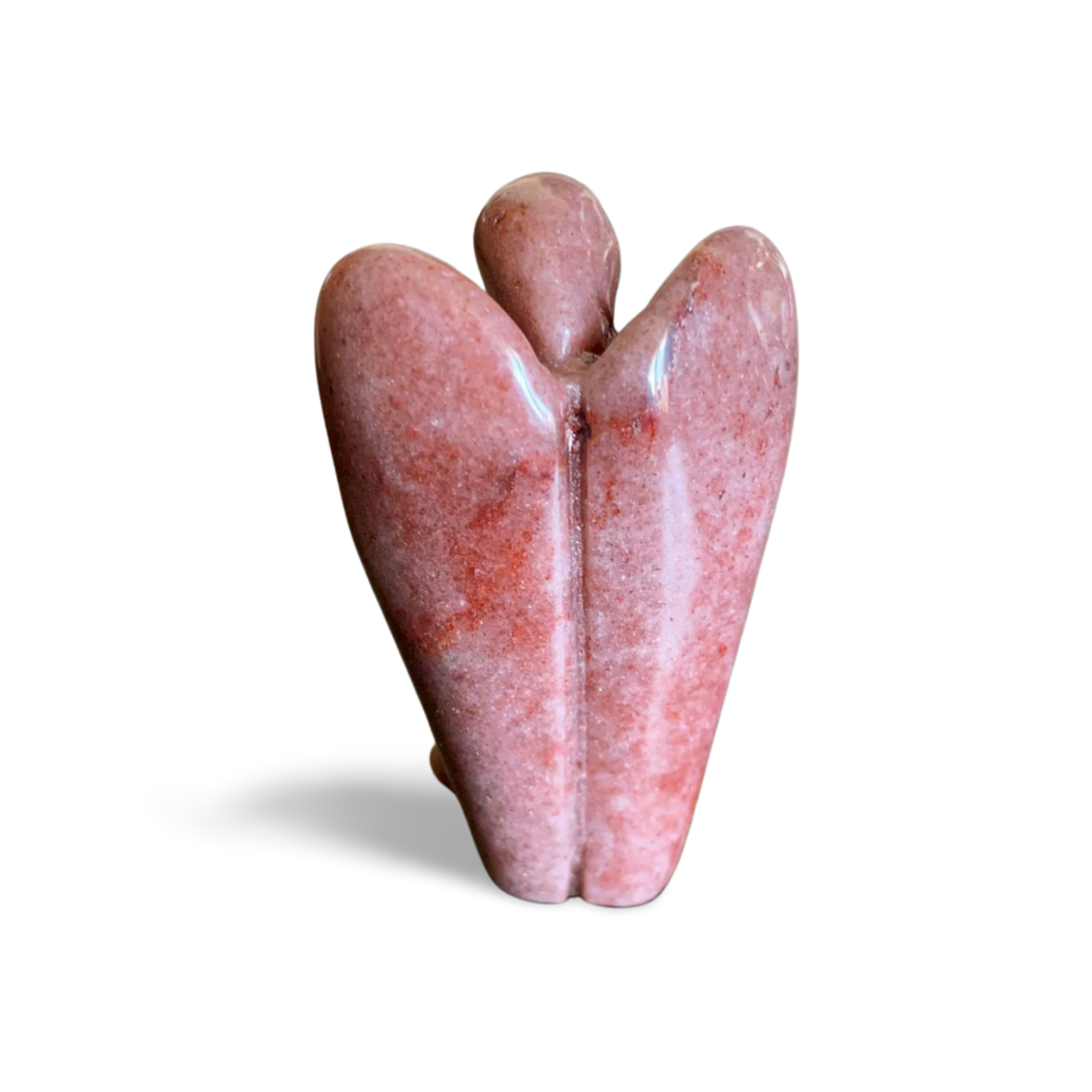 STRAWBERRY QUARTZ ANGEL CARVING