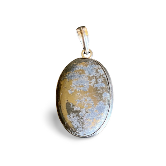 PYRITE OVAL HANDMADE SILVER PENDANT