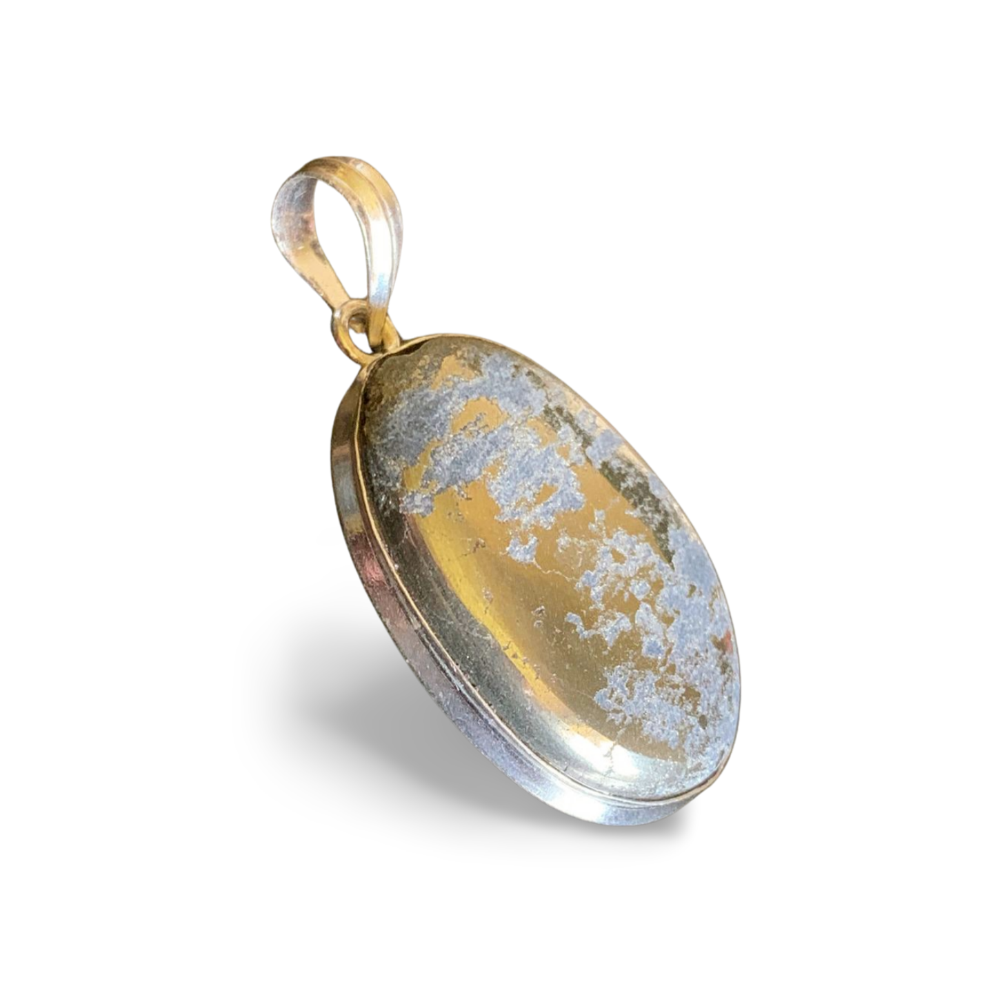 PYRITE OVAL HANDMADE SILVER PENDANT