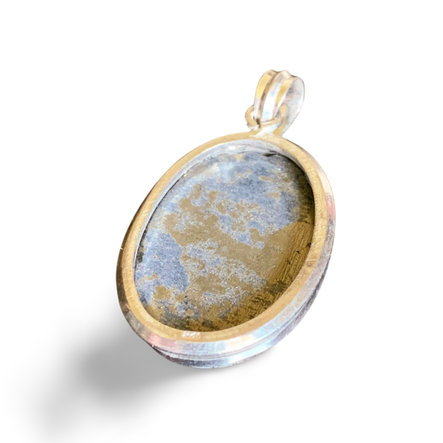 PYRITE OVAL HANDMADE SILVER PENDANT