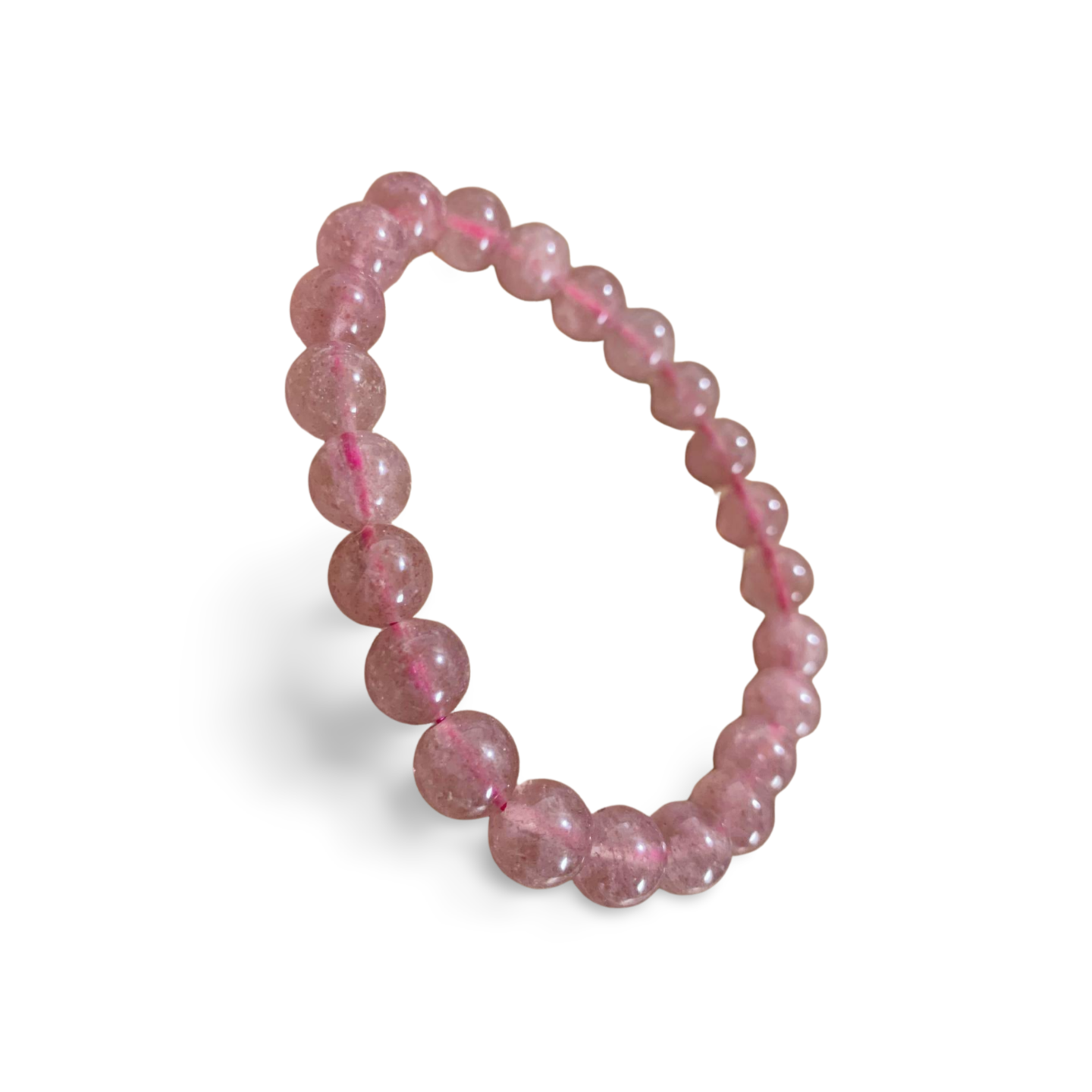 STRAWBERRY QUARTZ BEADED BRACELET