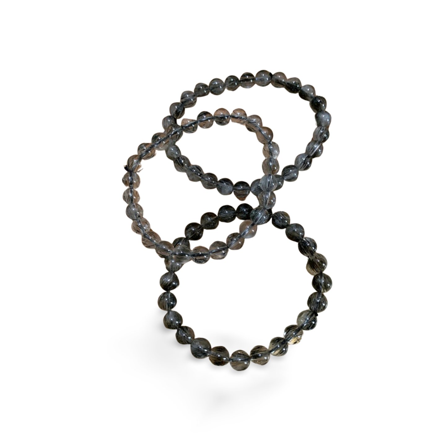 HIGH GRADE BLACK TOURMALINE in QUARTZ BEADED BRACELET