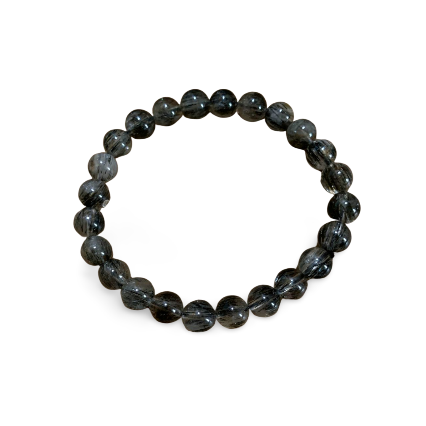 HIGH GRADE BLACK TOURMALINE in QUARTZ BEADED BRACELET