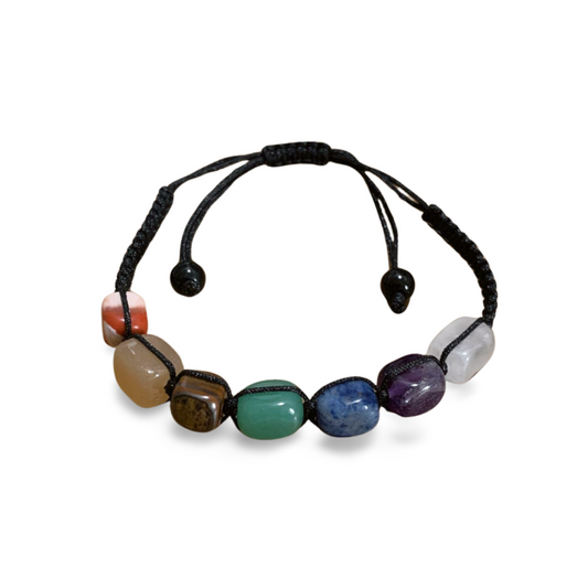 WOVEN 7 CHAKRA CRYSTAL ADJUSTABLE BRACELET