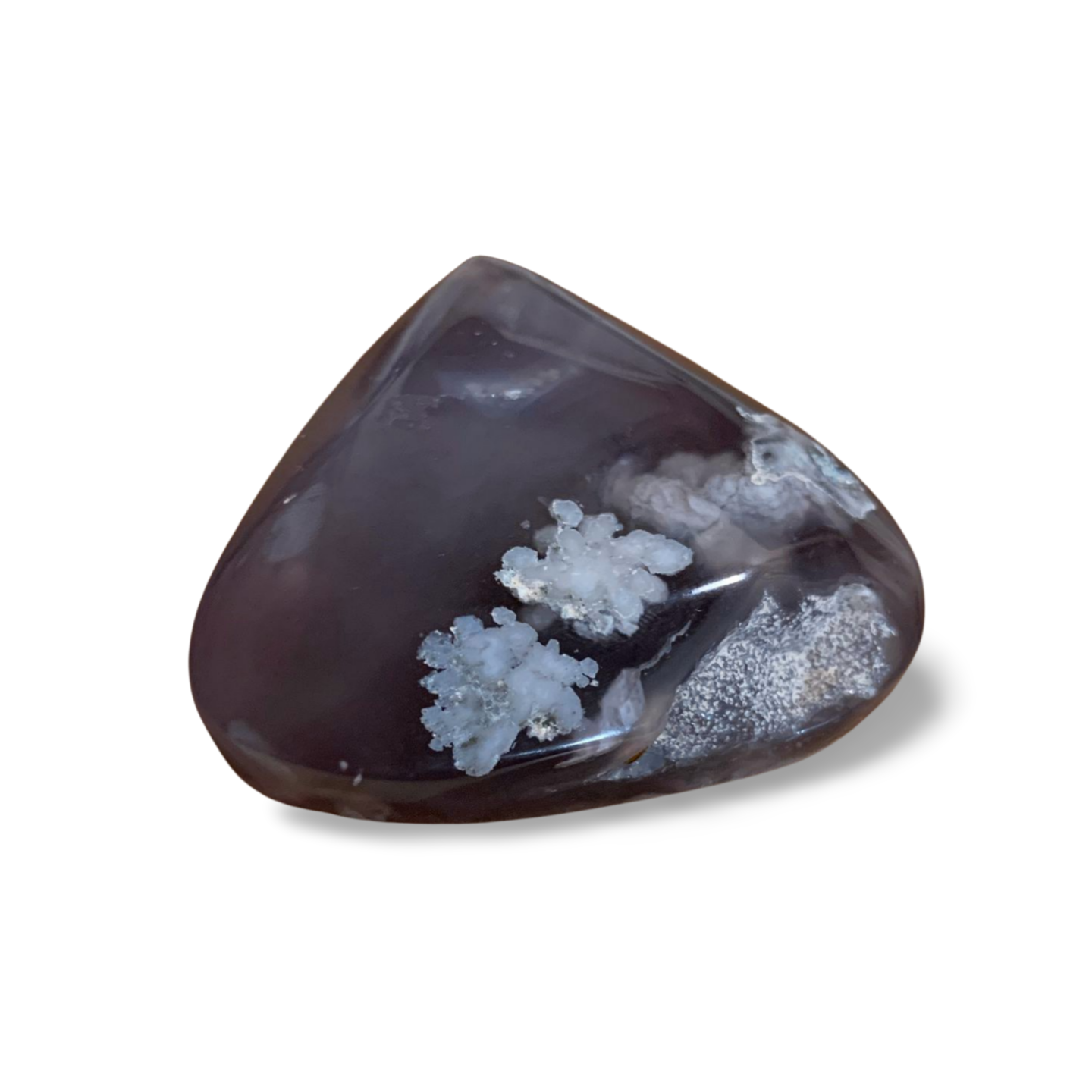 BLACK FLOWER AGATE ABSTRACT HEART