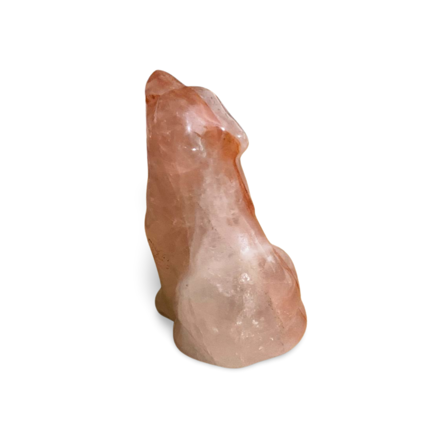 FIRE QUARTZ HOWLING WOLF CARVING