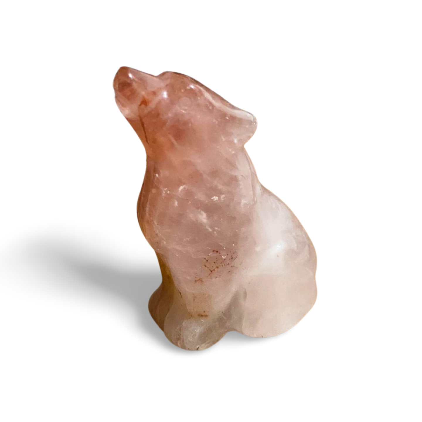 FIRE QUARTZ HOWLING WOLF CARVING