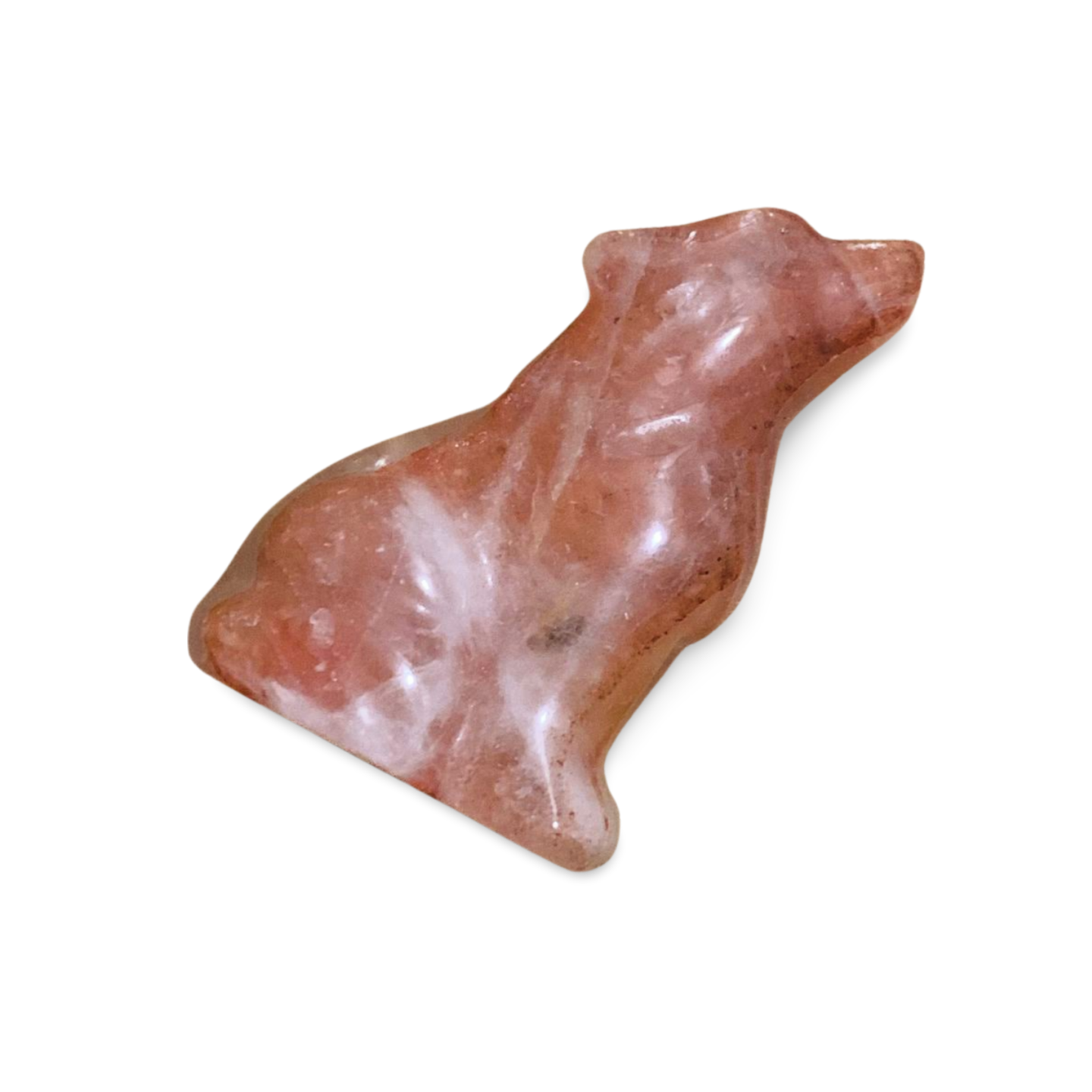 FIRE QUARTZ HOWLING WOLF CARVING