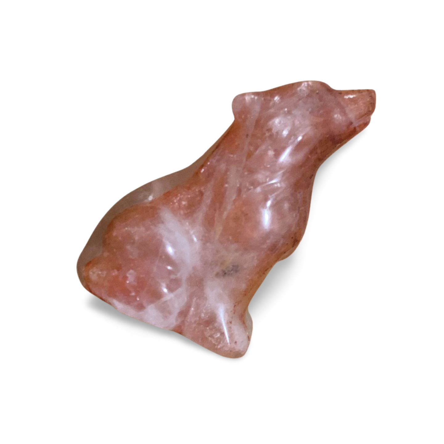 FIRE QUARTZ HOWLING WOLF CARVING