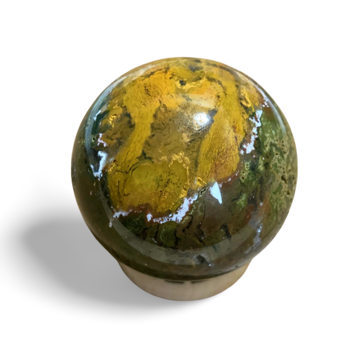 DRUZY ORANGE & GREEN MOSS AGATE SPHERE 45.7mm