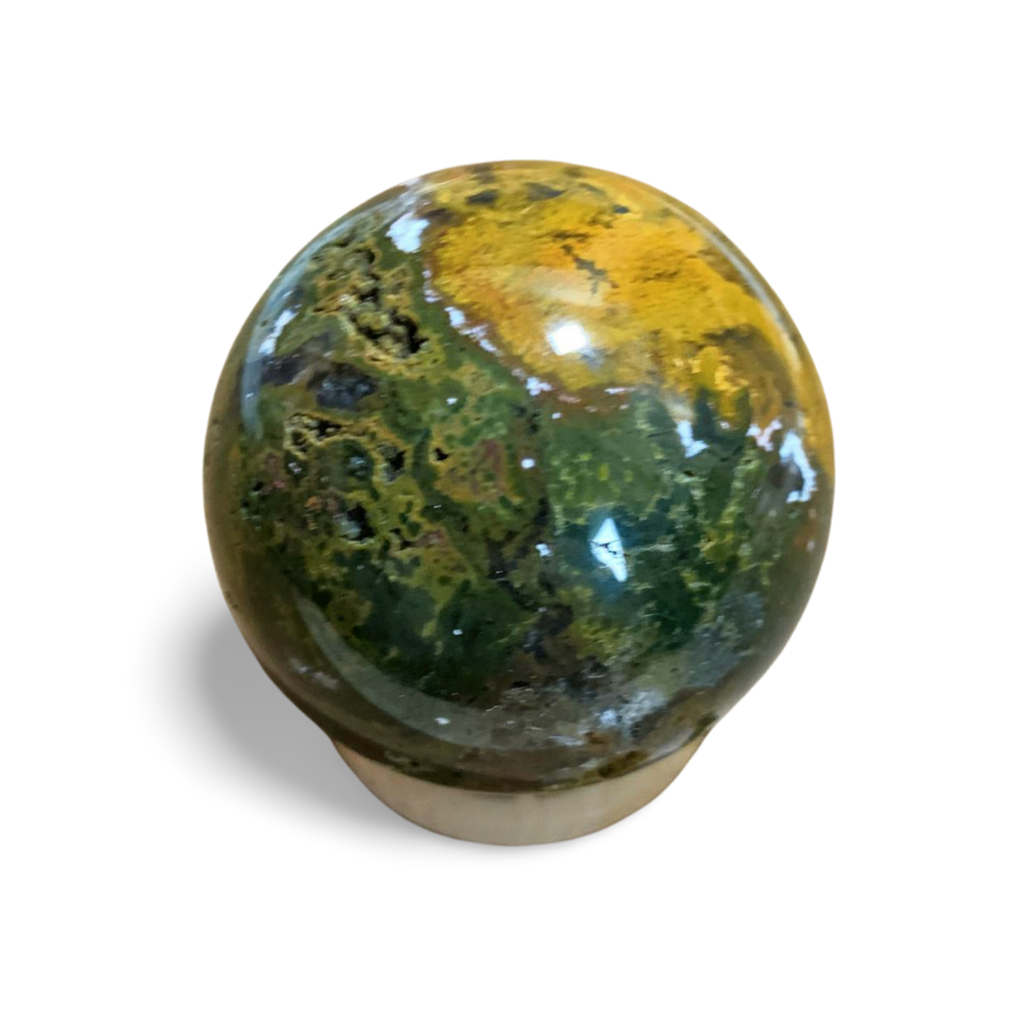 DRUZY ORANGE & GREEN MOSS AGATE SPHERE 45.7mm