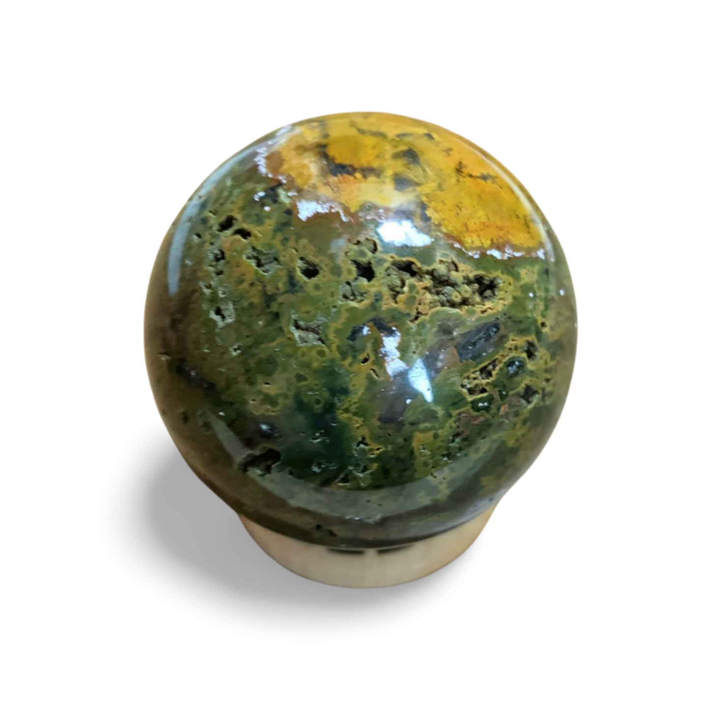 DRUZY ORANGE & GREEN MOSS AGATE SPHERE 45.7mm