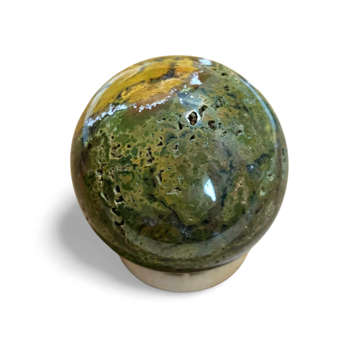 DRUZY ORANGE & GREEN MOSS AGATE SPHERE 45.7mm