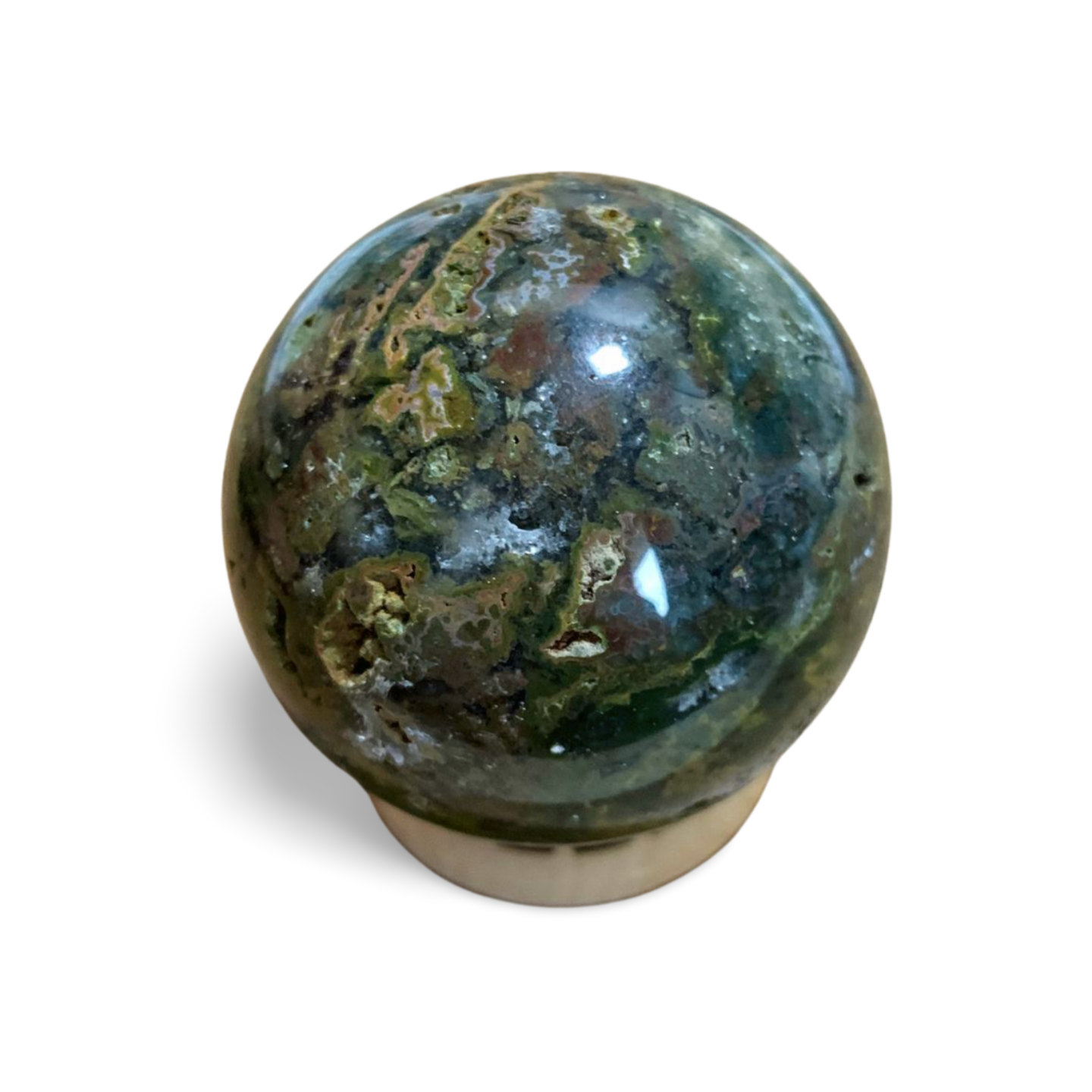 DRUZY ORANGE & GREEN MOSS AGATE SPHERE 45.7mm