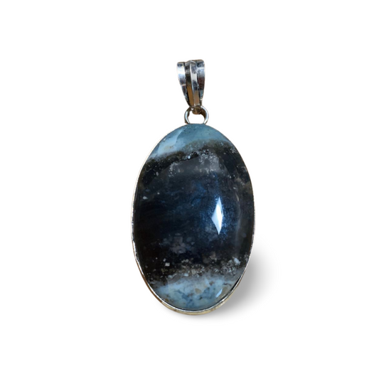 PERUVIAN BLUE OWYHEE OPAL SILVER PENDANT