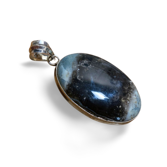 PERUVIAN BLUE OWYHEE OPAL SILVER PENDANT