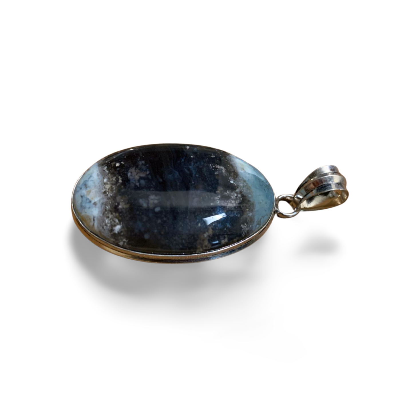 PERUVIAN BLUE OWYHEE OPAL SILVER PENDANT