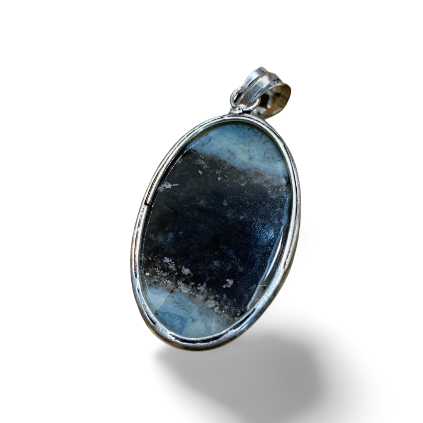 PERUVIAN BLUE OWYHEE OPAL SILVER PENDANT