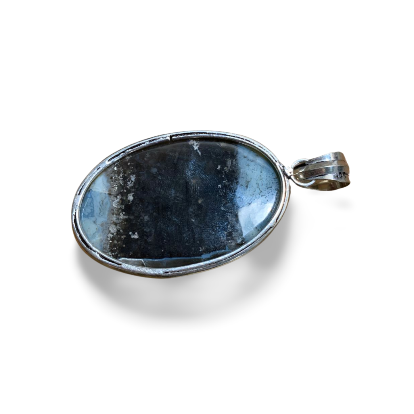 PERUVIAN BLUE OWYHEE OPAL SILVER PENDANT