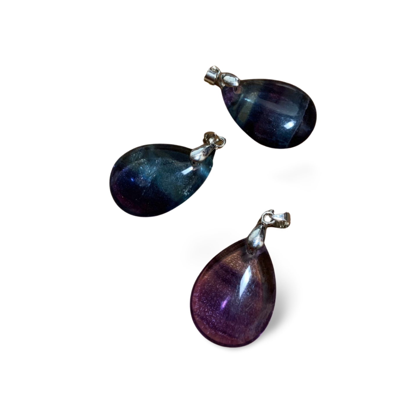 RAINBOW FLUORITE TEAR DROP PENDANT