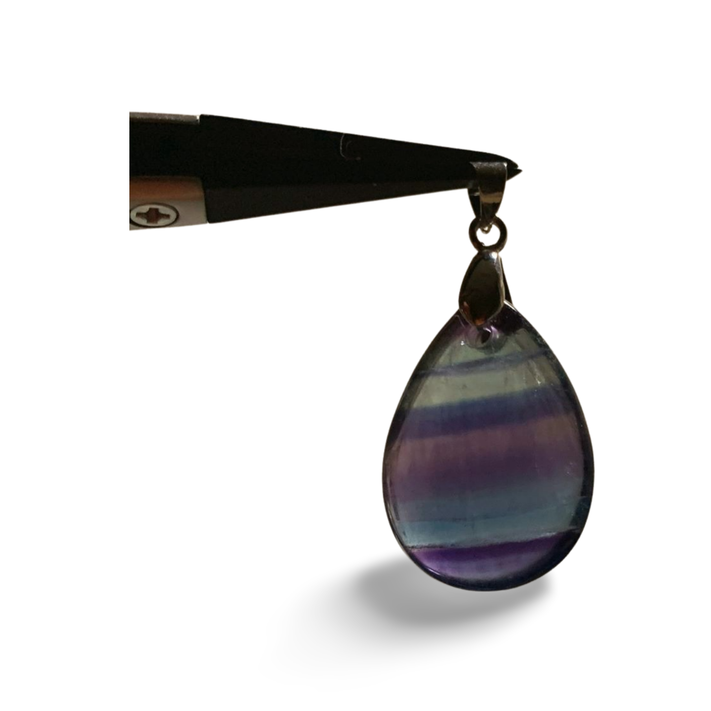 RAINBOW FLUORITE TEAR DROP PENDANT