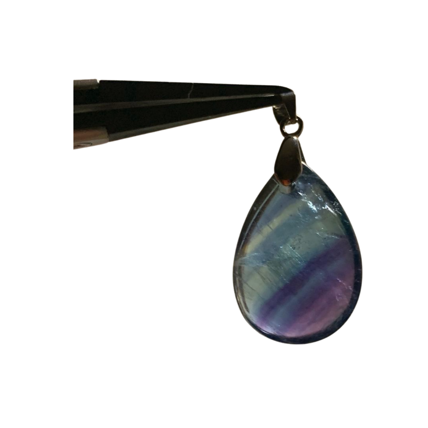 RAINBOW FLUORITE TEAR DROP PENDANT