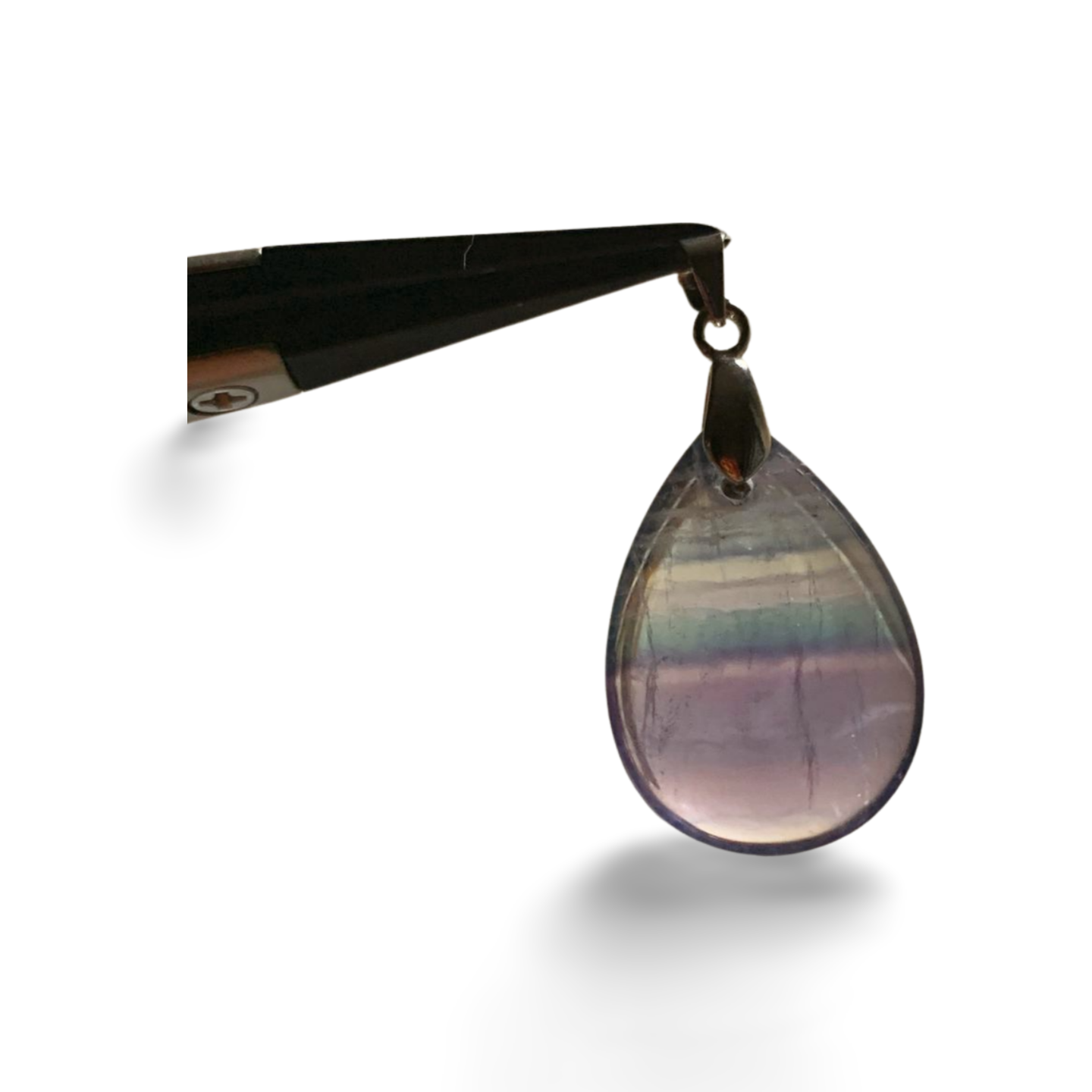 RAINBOW FLUORITE TEAR DROP PENDANT