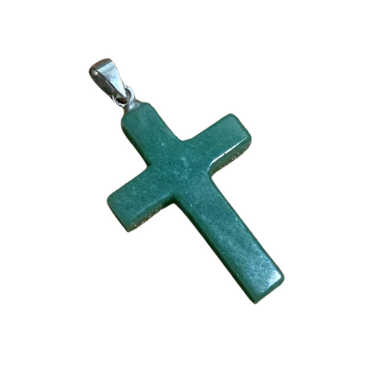 GREEN AVENTURINE CROSS PENDANT