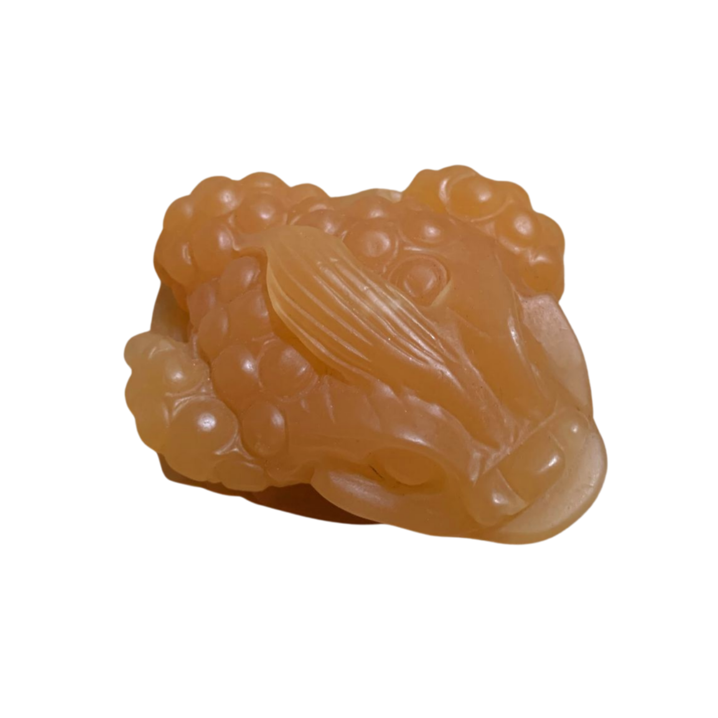 ORANGE CALCITE MONEY TOAD CARVING